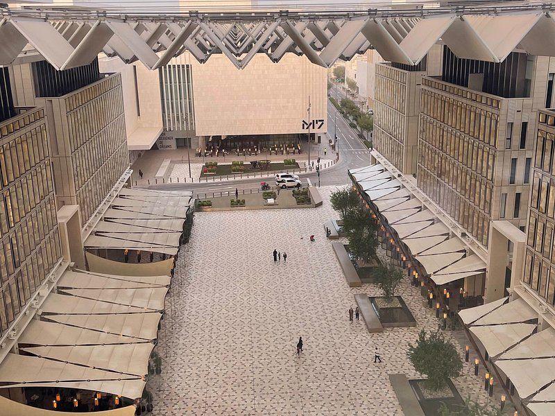 The shaded pedestrian street through Msheireb Downtown in Doha
